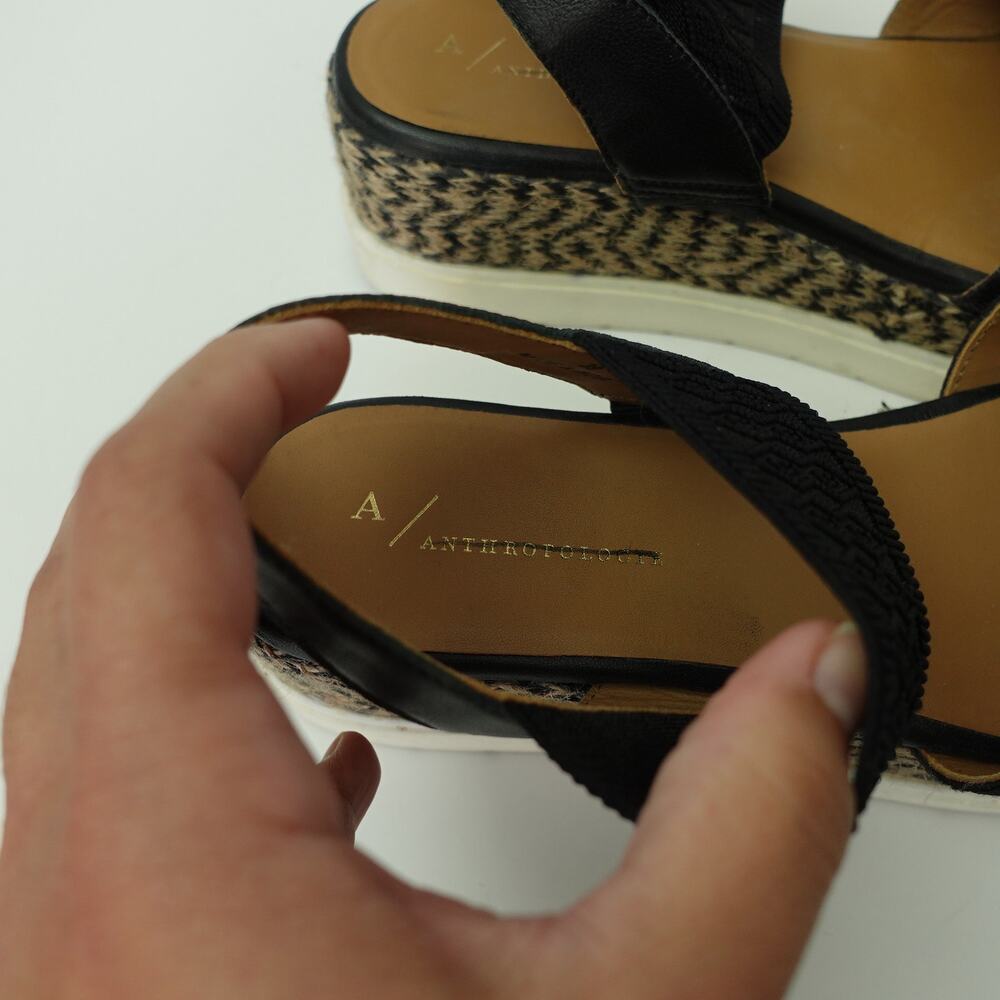 A/Anthropologie Womens Elastic Platform Slingback Sandals Black Multi EU 39 US 8 - Picture 3 of 7